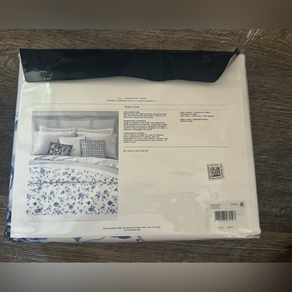 $430 Ralph LAUREN Whitlow Blue White Floral Full/Queen‎ Duvet Cover 100% Cotton - Picture 5 of 7